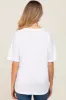 White Oversized V-Neck Cuffed Short Sleeve Maternity Tee sold by Pinkblush