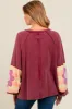 Burgundy Raw Edge Flower Patch Maternity Top sold by Pinkblush