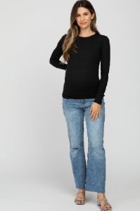 Black Long Sleeve Basic Maternity Top sold by Pinkblush