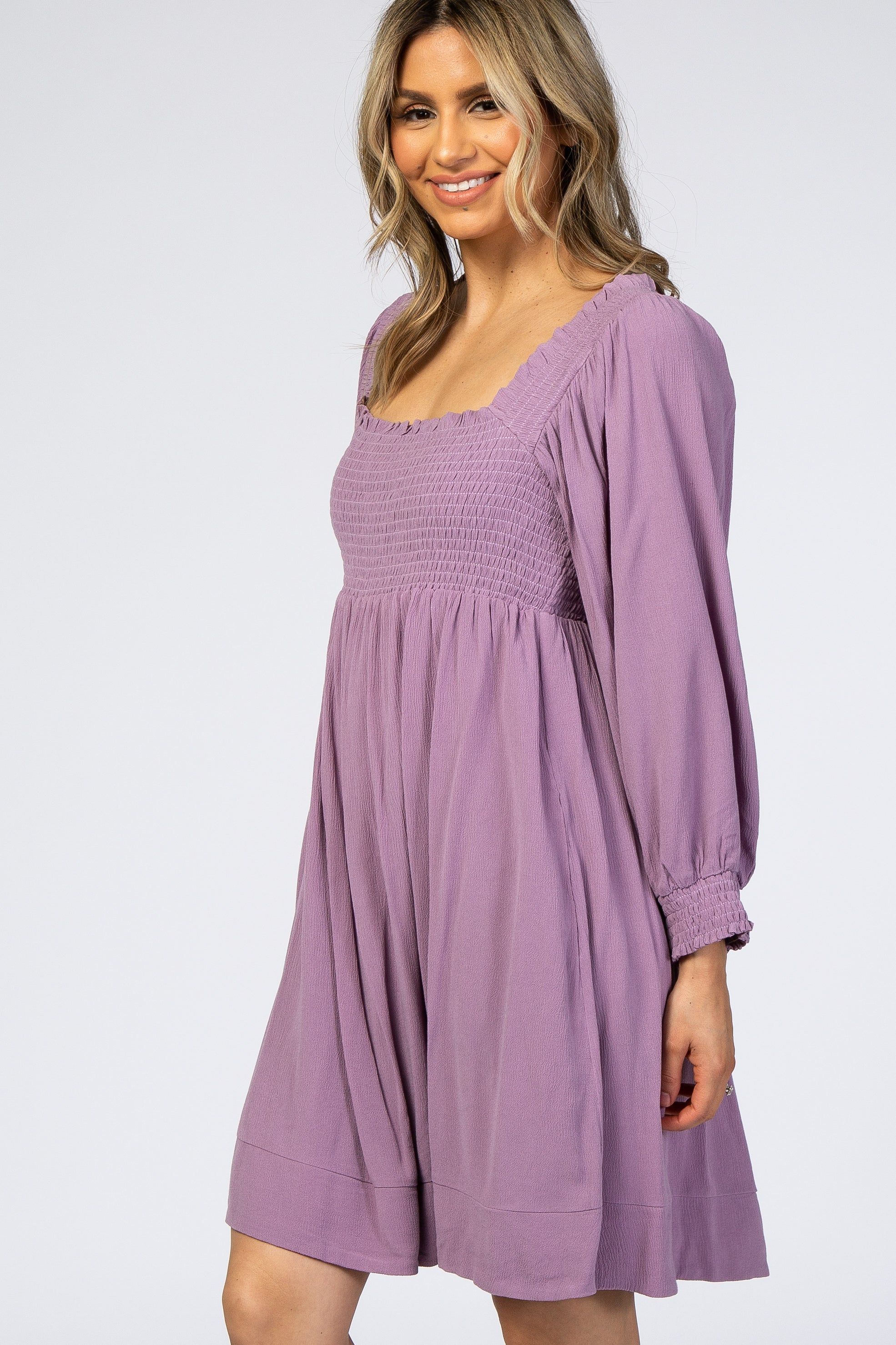 Light Purple Smocked Mini Dress sold by Pinkblush product image thumbnail 2