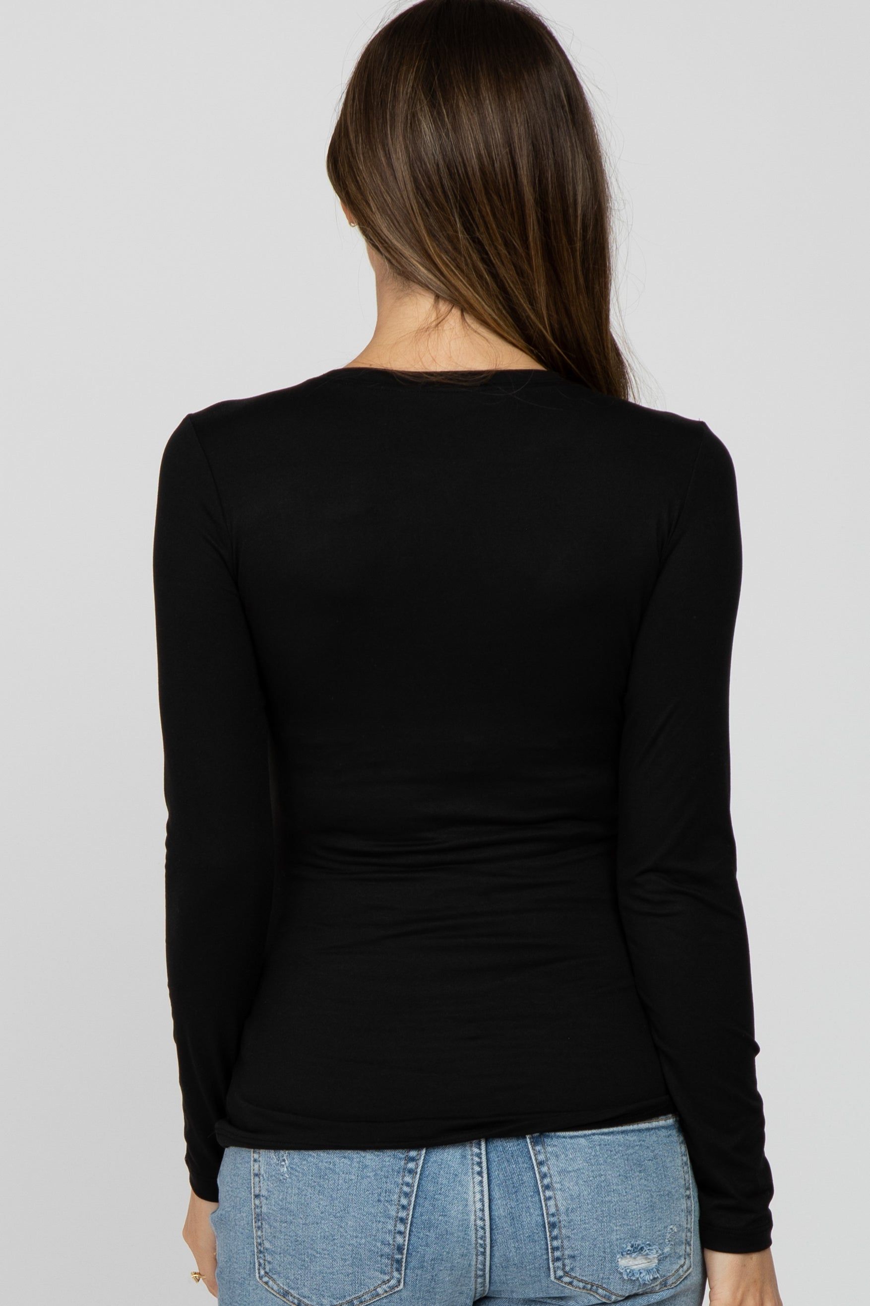 Black Long Sleeve Basic Maternity Top sold by Pinkblush product image thumbnail 4