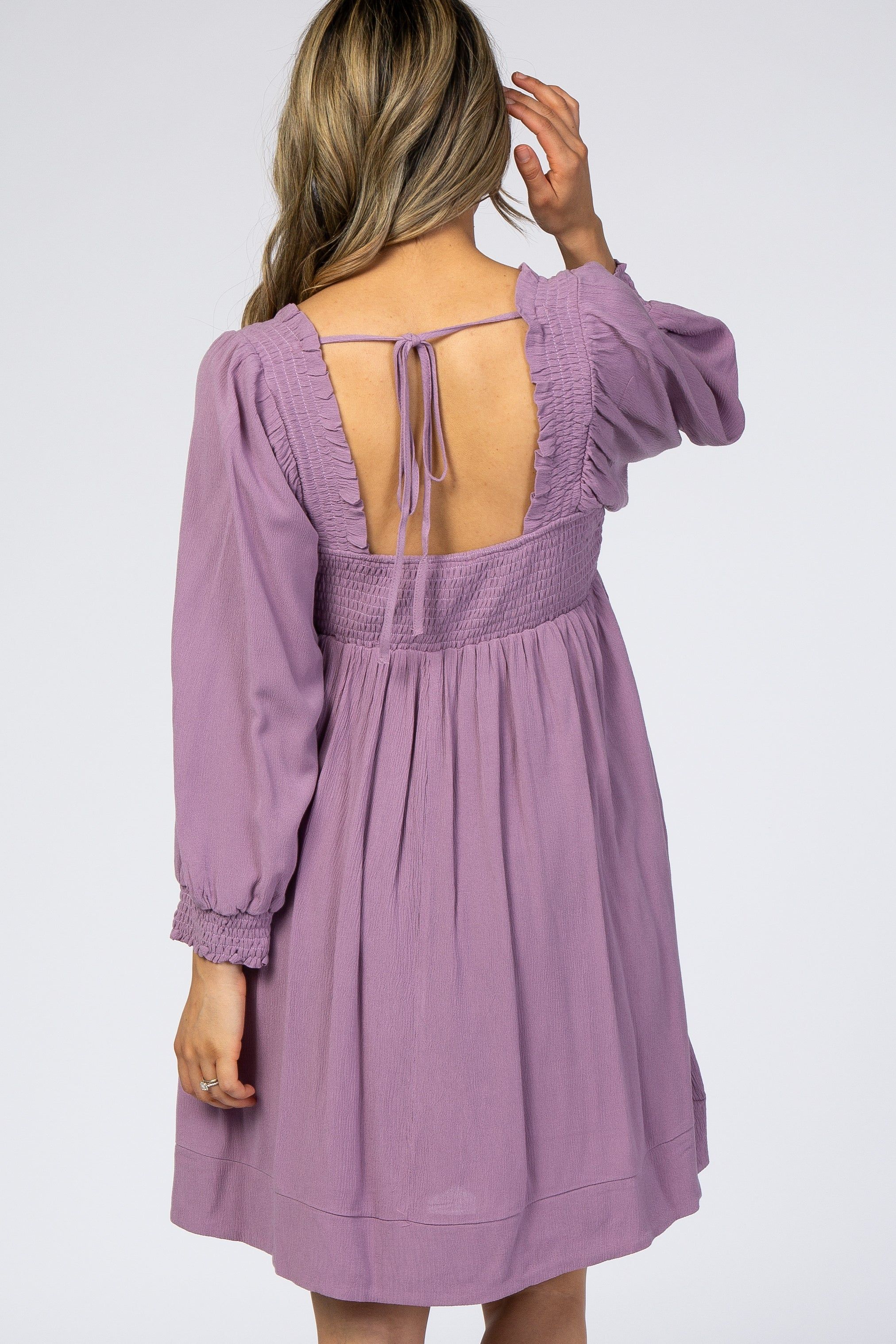 Light Purple Smocked Mini Dress sold by Pinkblush product image thumbnail 3