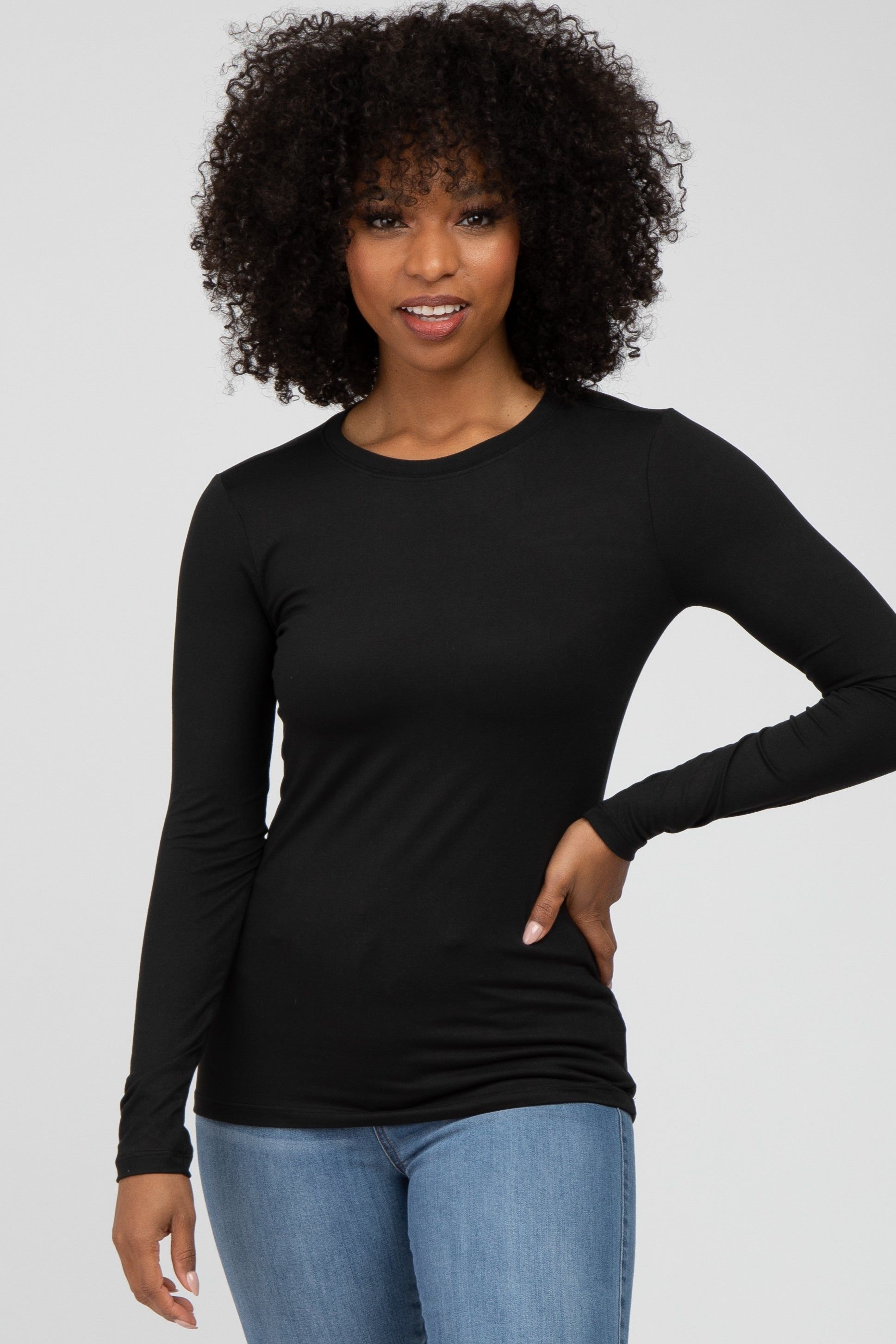 Black Long Sleeve Basic Maternity Top sold by Pinkblush product image thumbnail 5