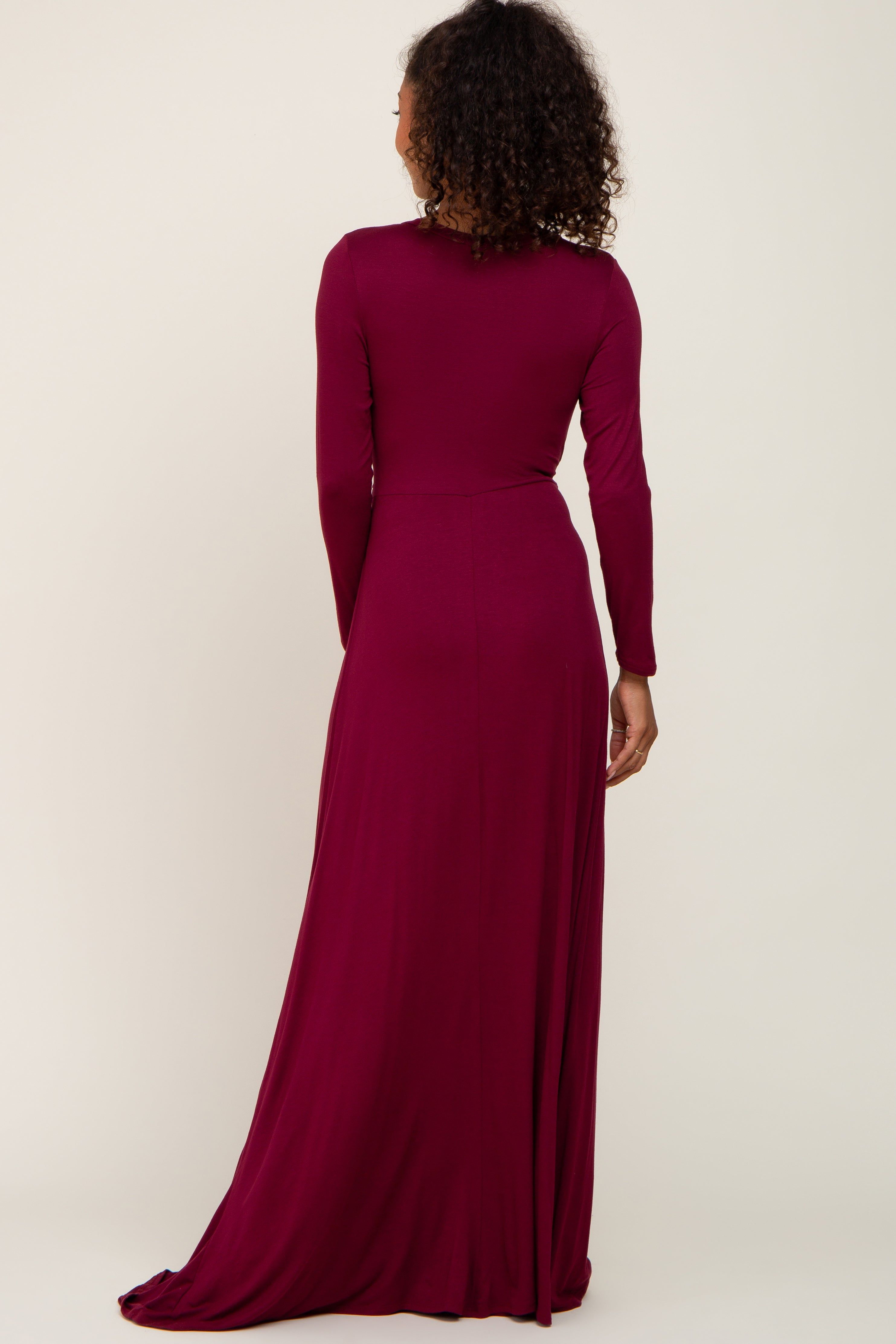 Burgundy Twisted Waist Maxi Dress sold by Pinkblush product image thumbnail 3
