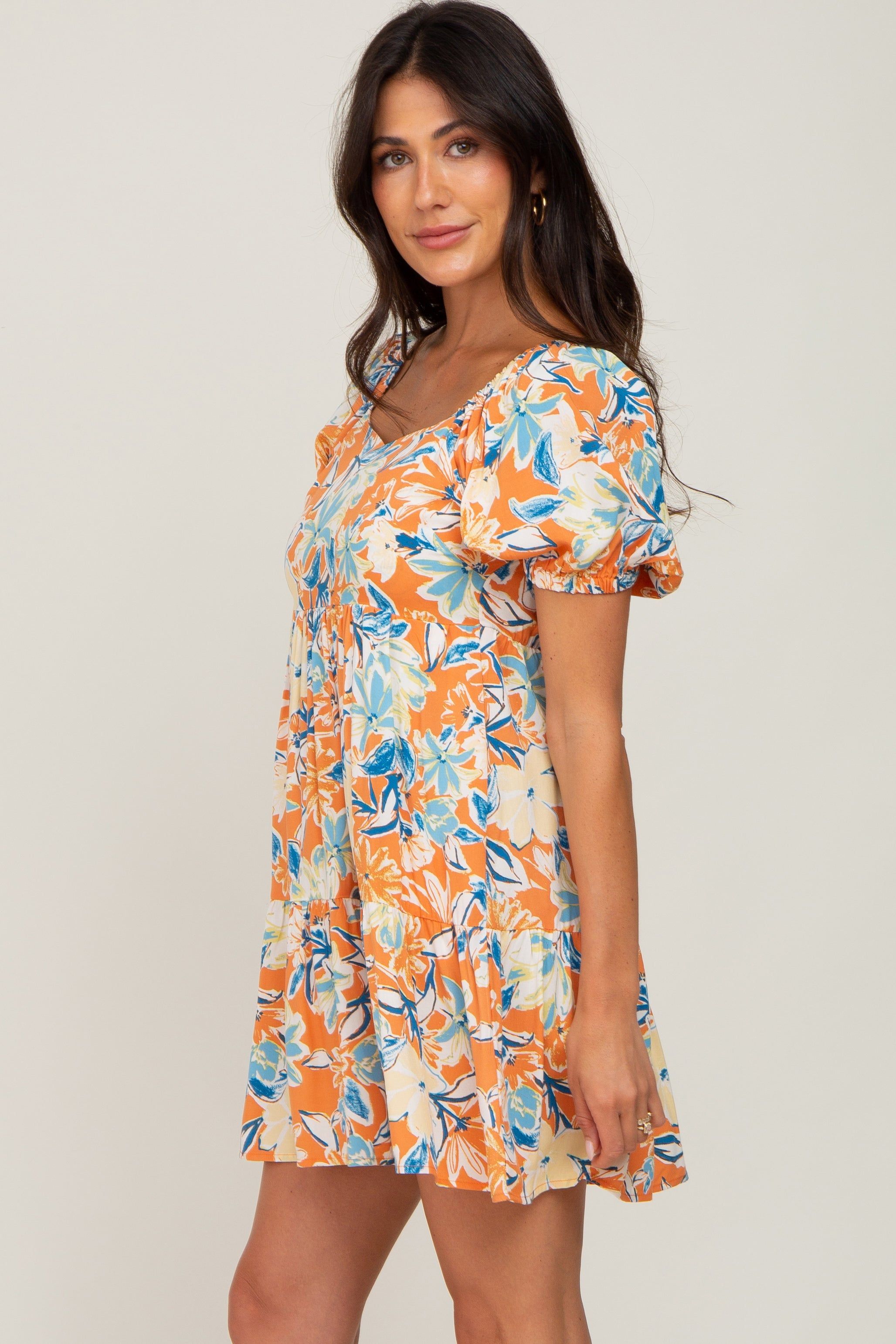 Orange Floral Tiered Dress sold by Pinkblush product image thumbnail 3