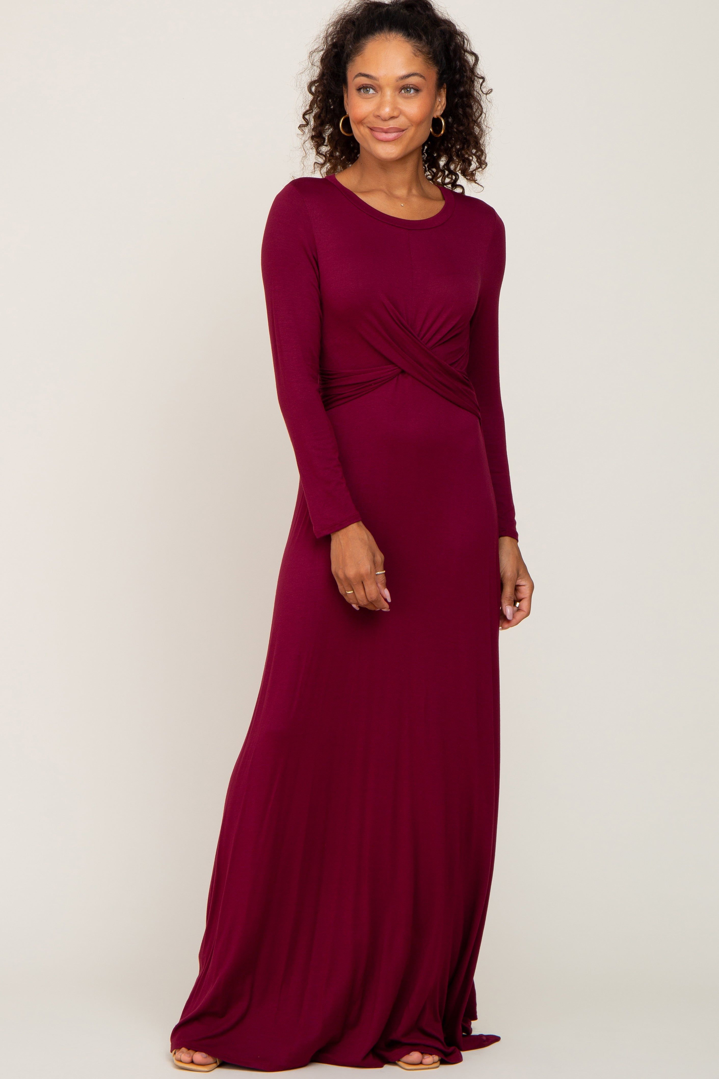 Burgundy Twisted Waist Maxi Dress sold by Pinkblush product image thumbnail 4