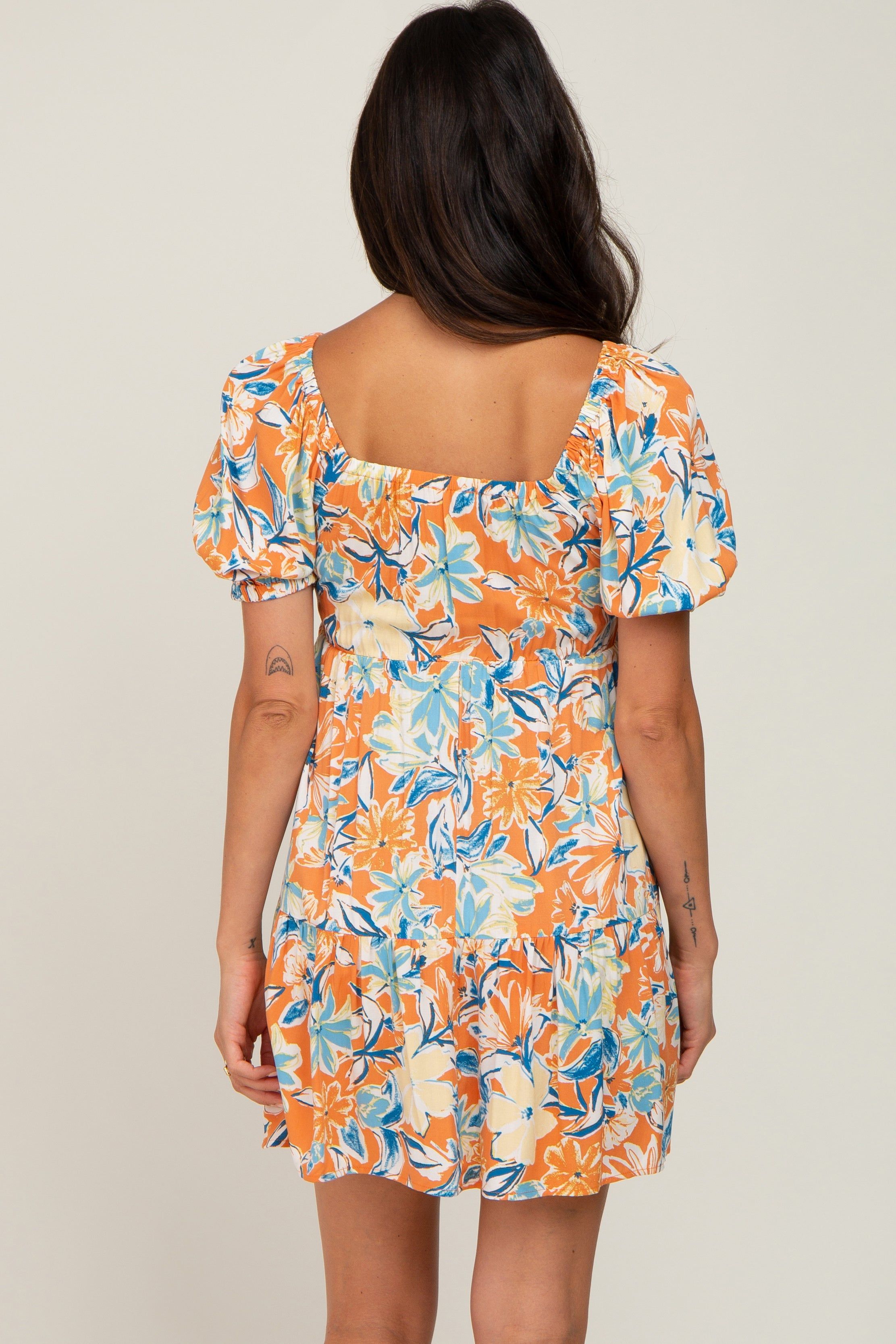 Orange Floral Tiered Dress sold by Pinkblush product image thumbnail 4
