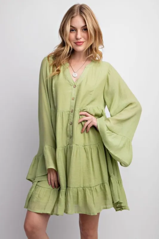 Sage Green Crepe Button Down Dress sold by Pinkblush
