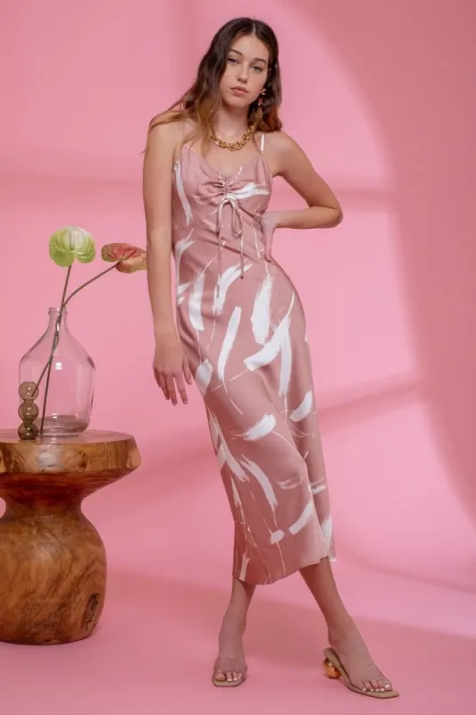 Rose Brush Stroke Midi Dress sold by Pinkblush