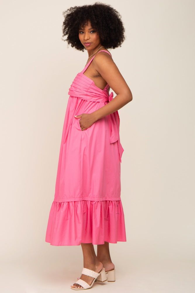 Pink Pleated Back Tie Midi Dress sold by Pinkblush product image thumbnail 2