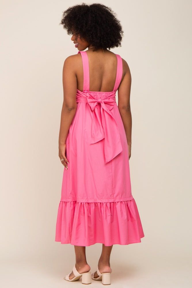 Pink Pleated Back Tie Midi Dress sold by Pinkblush product image thumbnail 3
