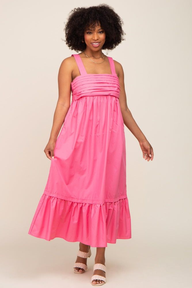Pink Pleated Back Tie Midi Dress sold by Pinkblush product image thumbnail 4