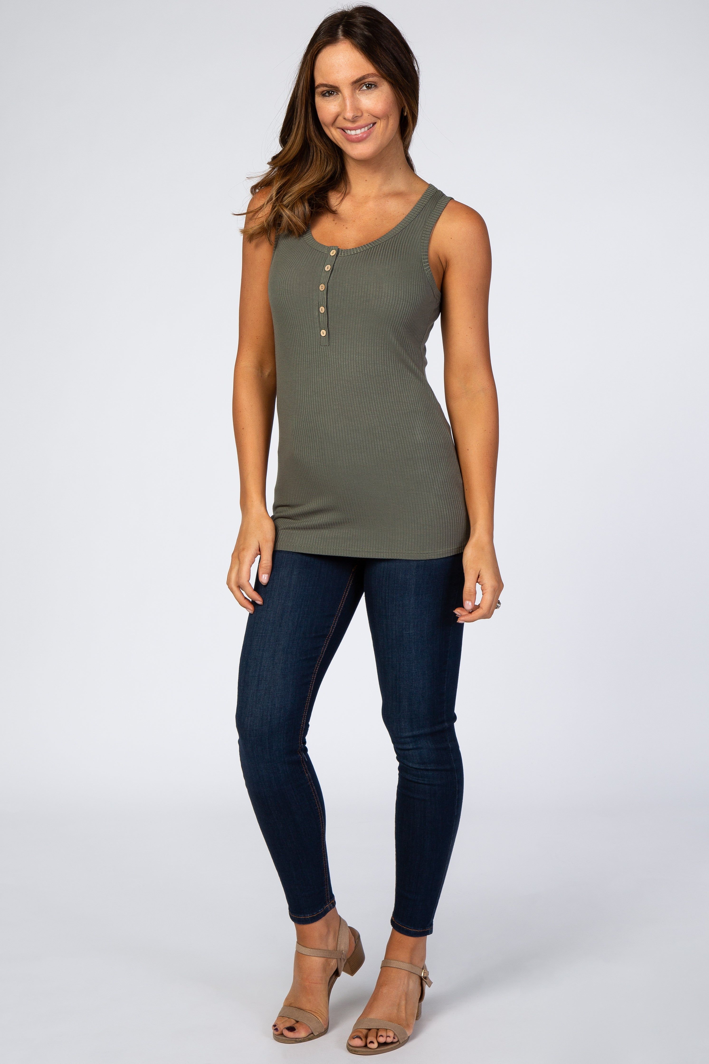 Olive Ribbed Sleeveless Top sold by Pinkblush product image thumbnail 4