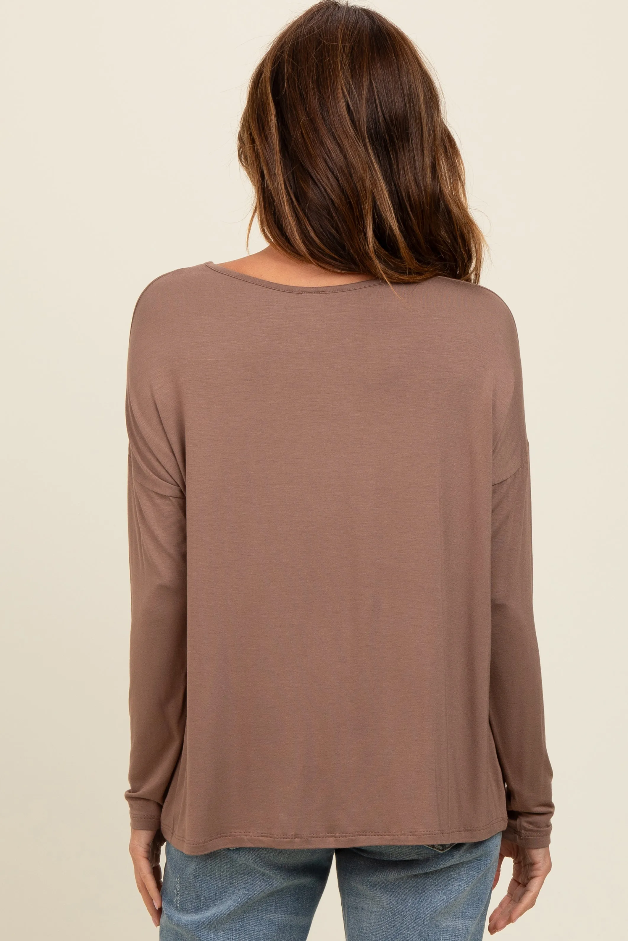 Mocha Drop Shoulder Long Sleeve Top sold by Pinkblush product image thumbnail 4