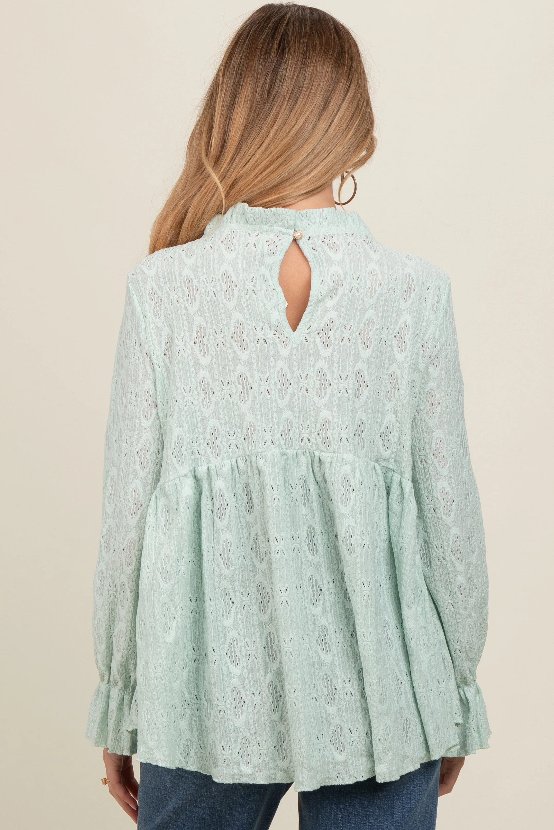 Mint Green Lace Ruffled Neck Maternity Top sold by Pinkblush product image thumbnail 3
