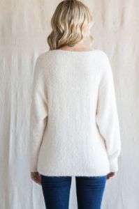 Ivory Fuzzy Knit Sweater sold by Pinkblush
