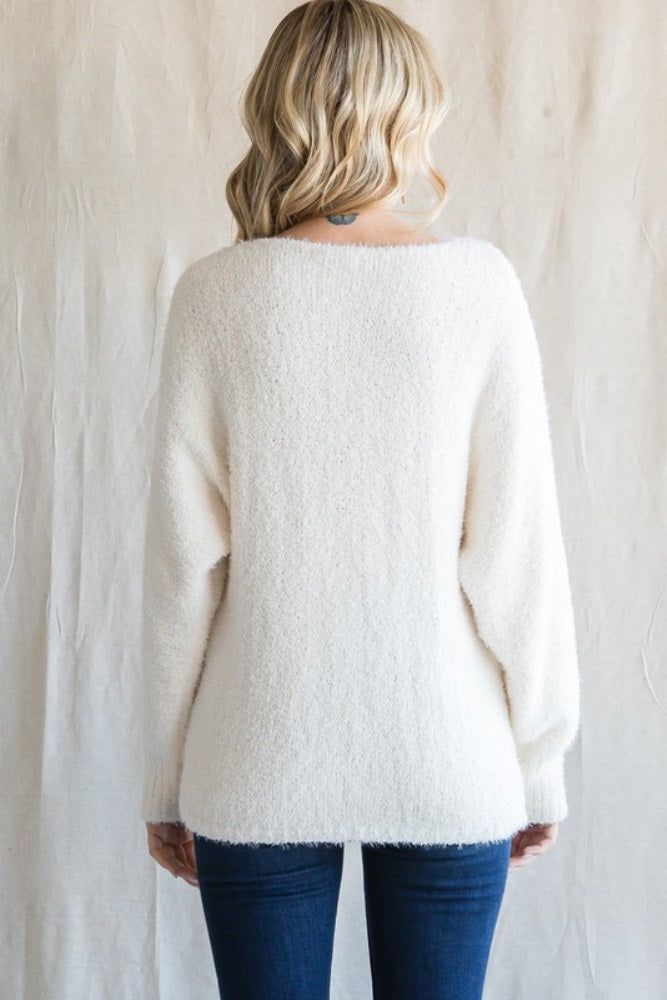Ivory Fuzzy Knit Sweater sold by Pinkblush product image thumbnail 2