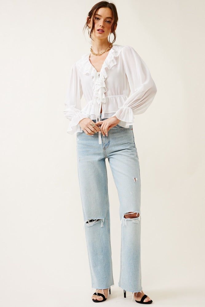 White Ruffle Top sold by Pinkblush product image thumbnail 3