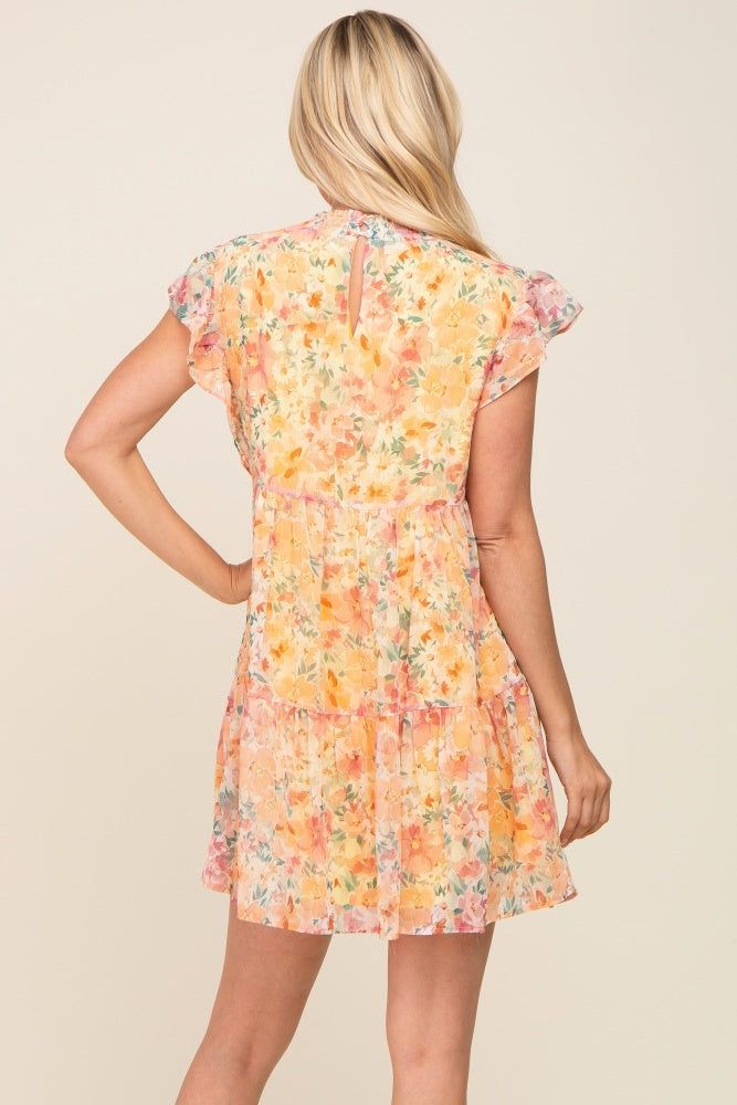 Orange Floral Chiffon Tiered Dress sold by Pinkblush product image thumbnail 3
