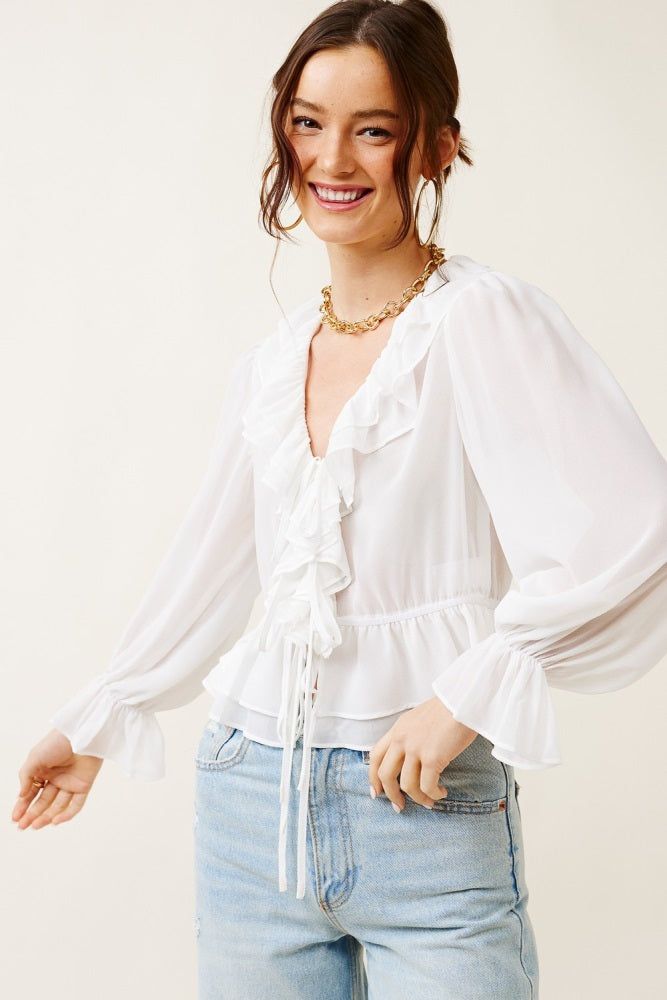 White Ruffle Top sold by Pinkblush product image thumbnail 2