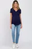 Navy Crossover Maternity Nursing Top sold by Pinkblush