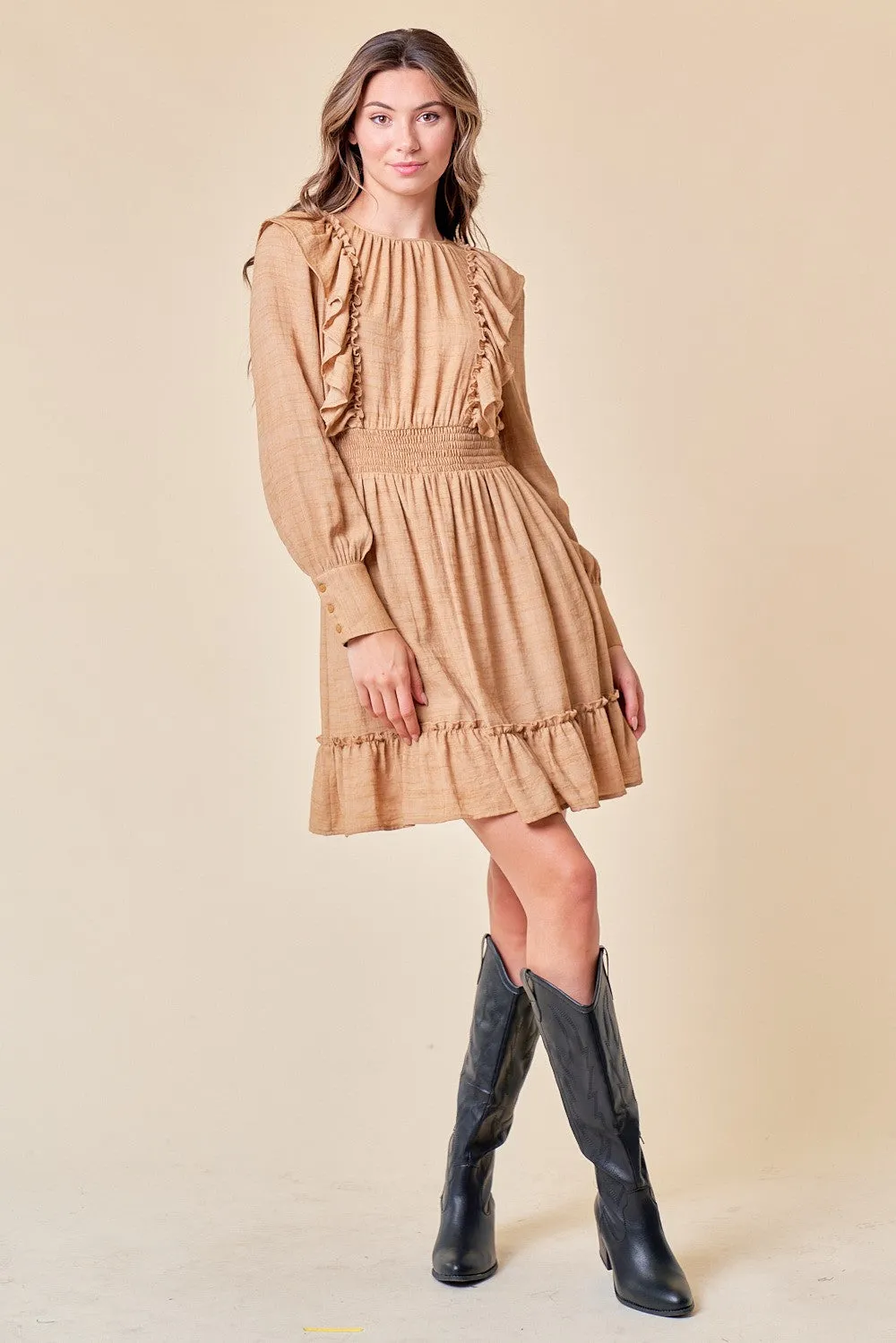 Sand Ruffle Woven Dress sold by Pinkblush product image thumbnail 5