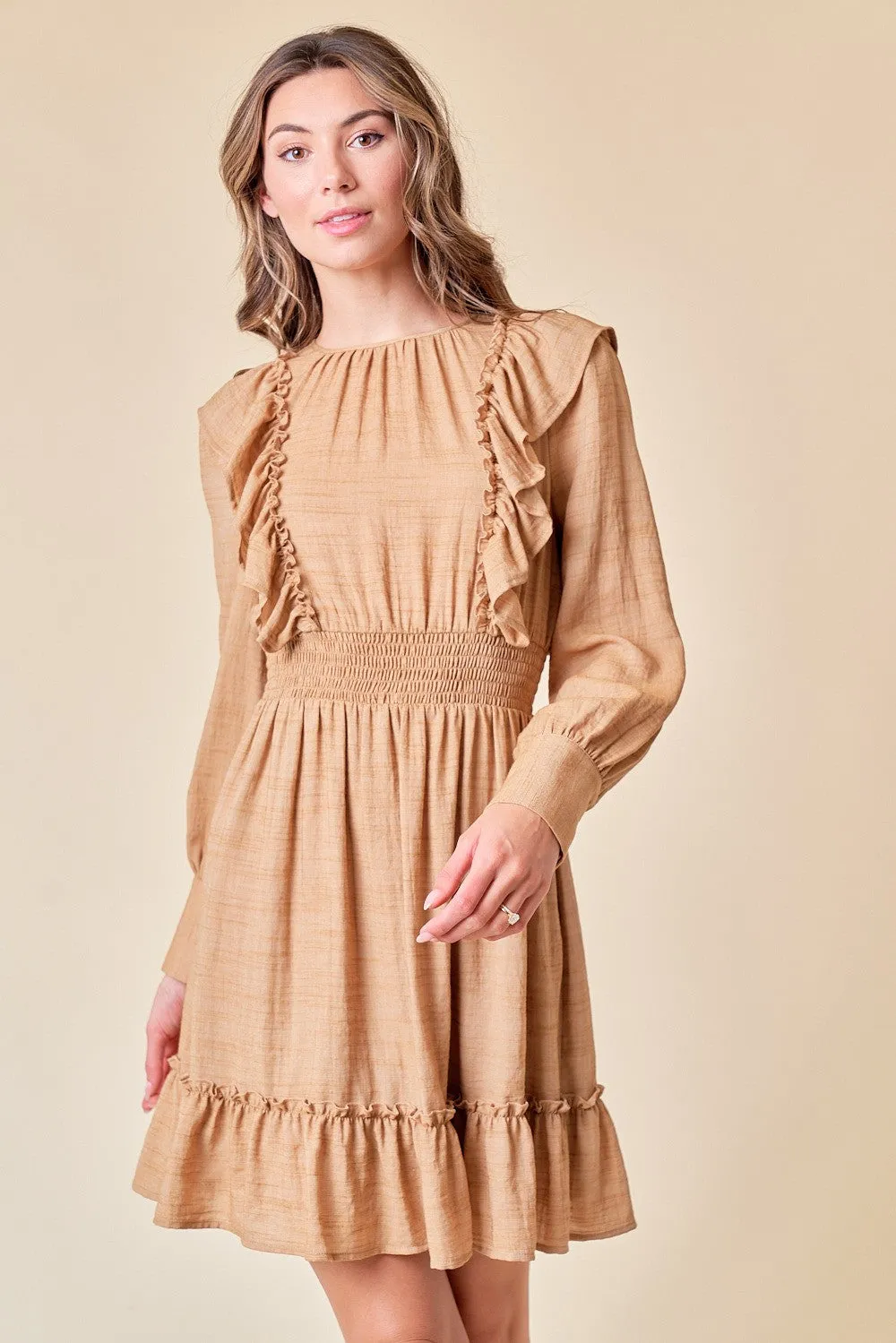 Sand Ruffle Woven Dress sold by Pinkblush product image thumbnail 2