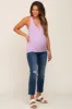 Lavender Ribbed Button Front Maternity Tank Top sold by Pinkblush