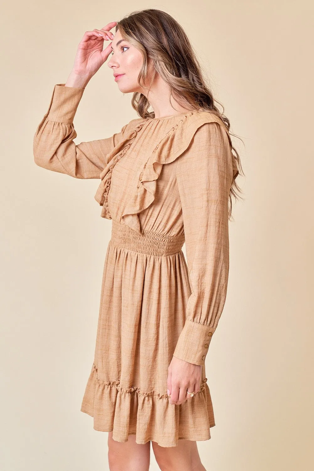 Sand Ruffle Woven Dress sold by Pinkblush product image thumbnail 3