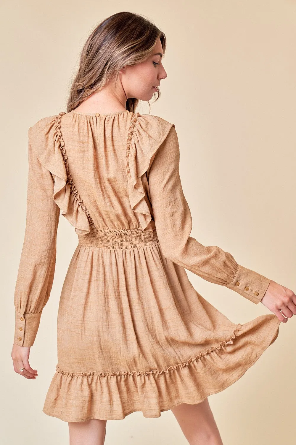 Sand Ruffle Woven Dress sold by Pinkblush product image thumbnail 4