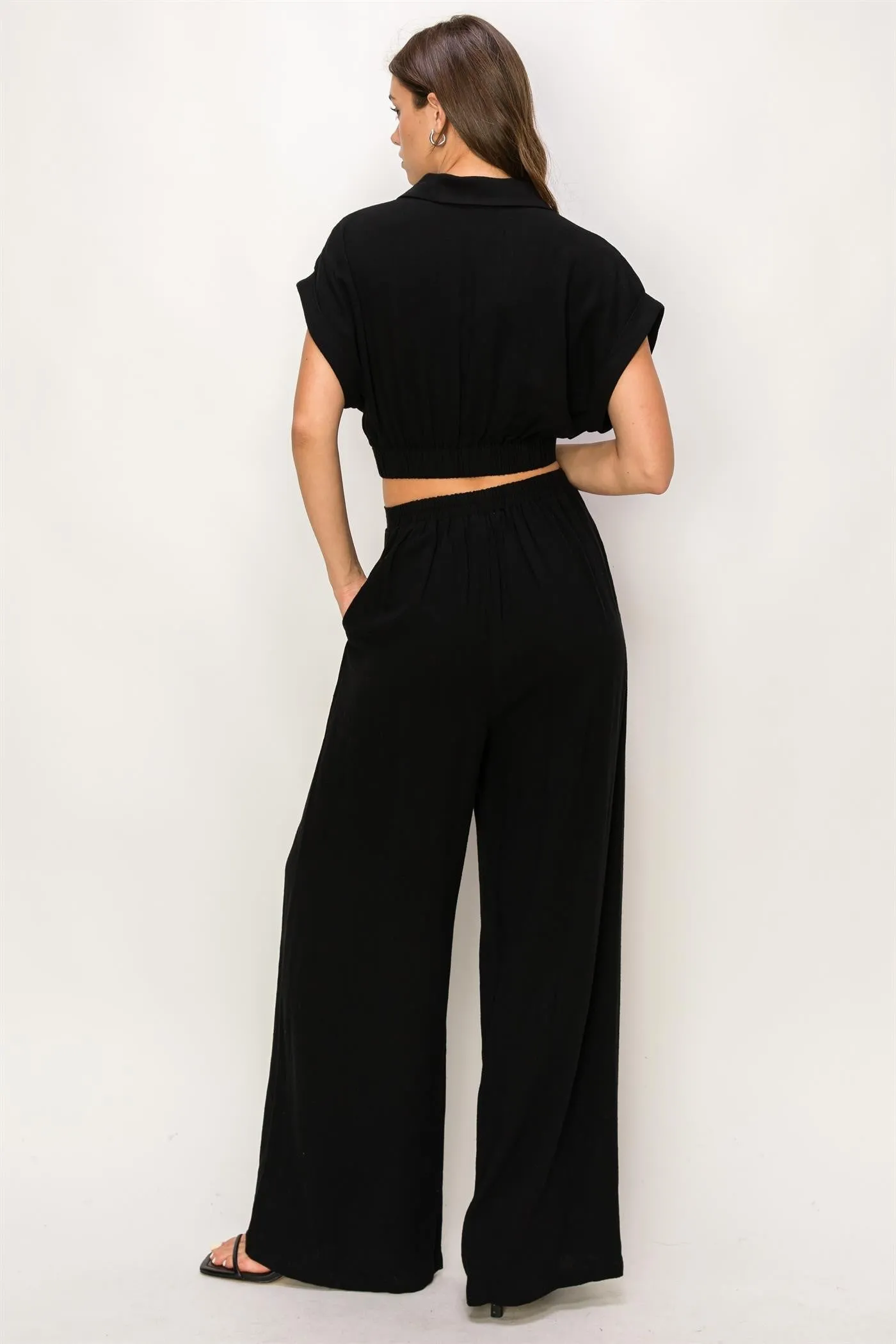 Black Top And Wide Leg Pants Set sold by Pinkblush product image thumbnail 3