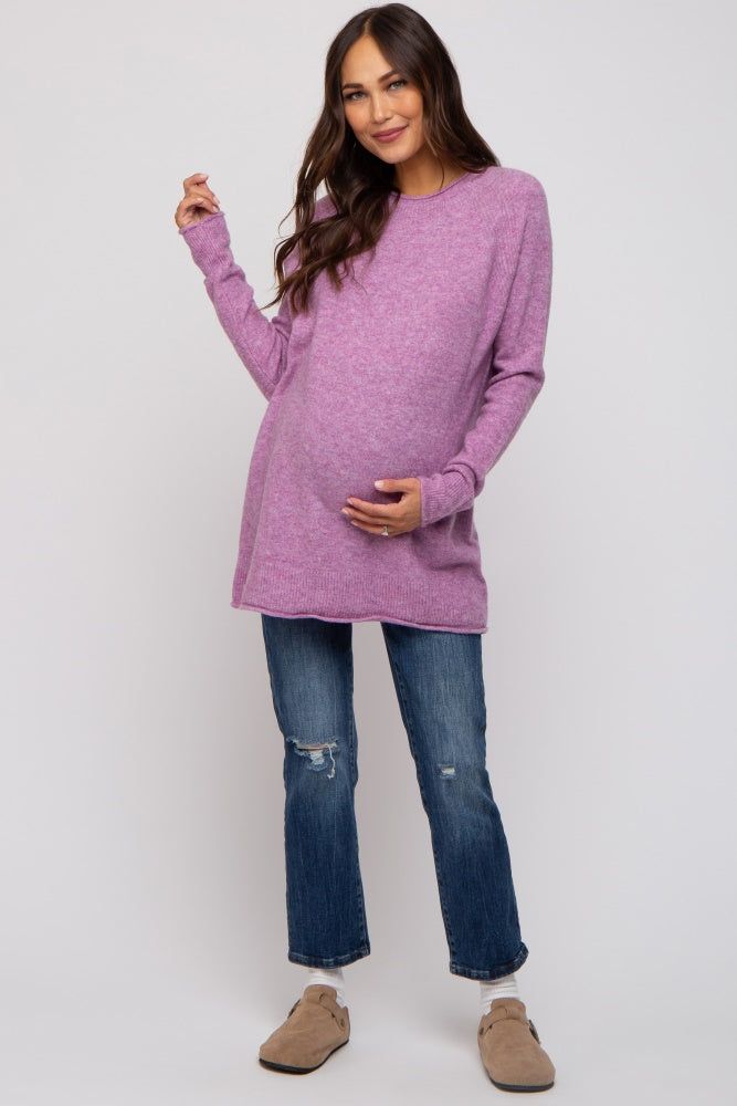 Lavender Brushed Knit Maternity Sweater sold by Pinkblush product image thumbnail 2