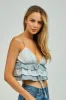 Multi Stripe Sleeveless Layered Ruffle Crop Top sold by Pinkblush