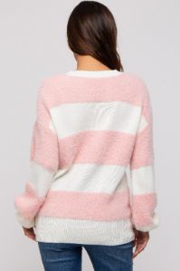 Pink Striped Brushed Maternity Sweater sold by Pinkblush