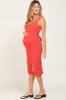 Coral Ribbed Back Cutout Maternity Midi Dress sold by Pinkblush