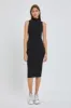 Black Ribbed Fitted Mock Neck Dress sold by Pinkblush