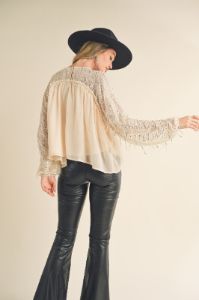 Ivory Sequined Yoke Blouse sold by Pinkblush