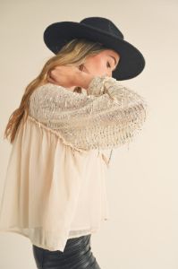 Ivory Sequined Yoke Blouse sold by Pinkblush