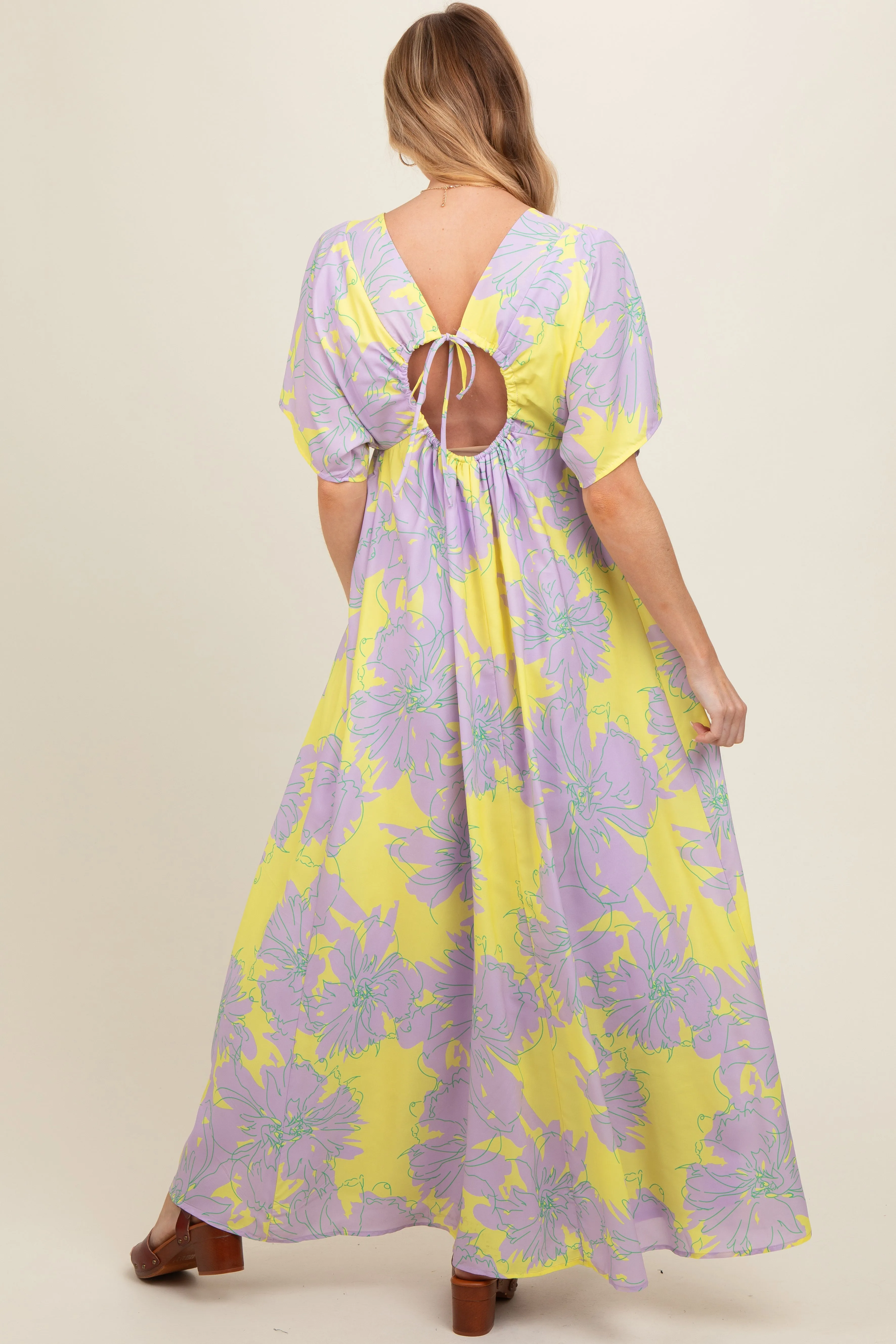 Lavender Floral Back Cutout Maternity Maxi Dress sold by Pinkblush product image thumbnail 4