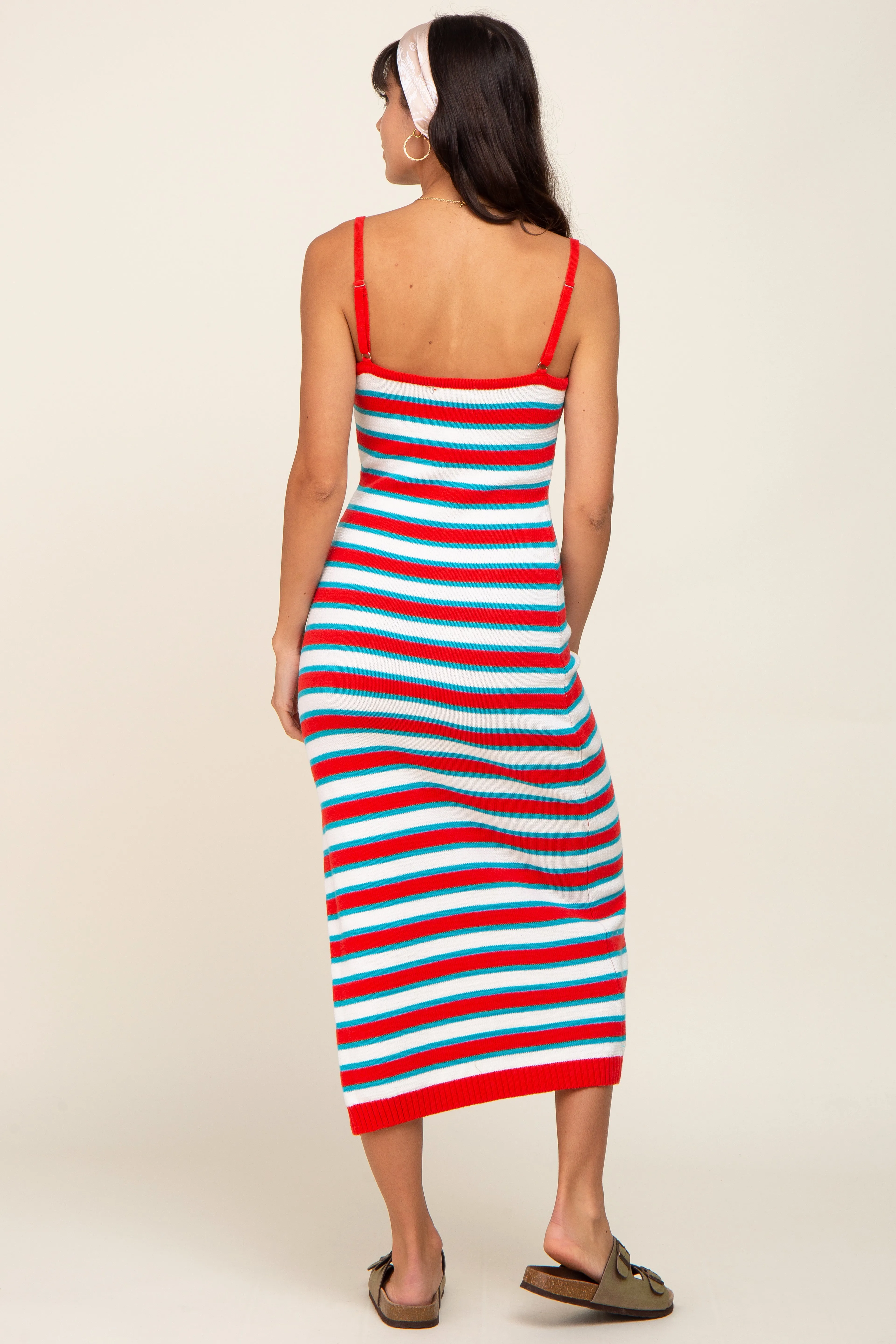 Red Striped Knit Sleeveless Maxi Dress sold by Pinkblush product image thumbnail 3