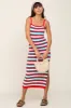 Red Striped Knit Sleeveless Maxi Dress sold by Pinkblush