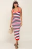Red Striped Knit Sleeveless Maxi Dress sold by Pinkblush