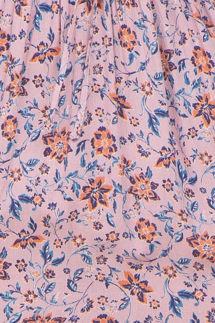 Mauve Floral Smocked Sweetheart Neck Midi Dress sold by Pinkblush product image thumbnail 4