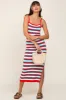 Red Striped Knit Sleeveless Maxi Dress sold by Pinkblush