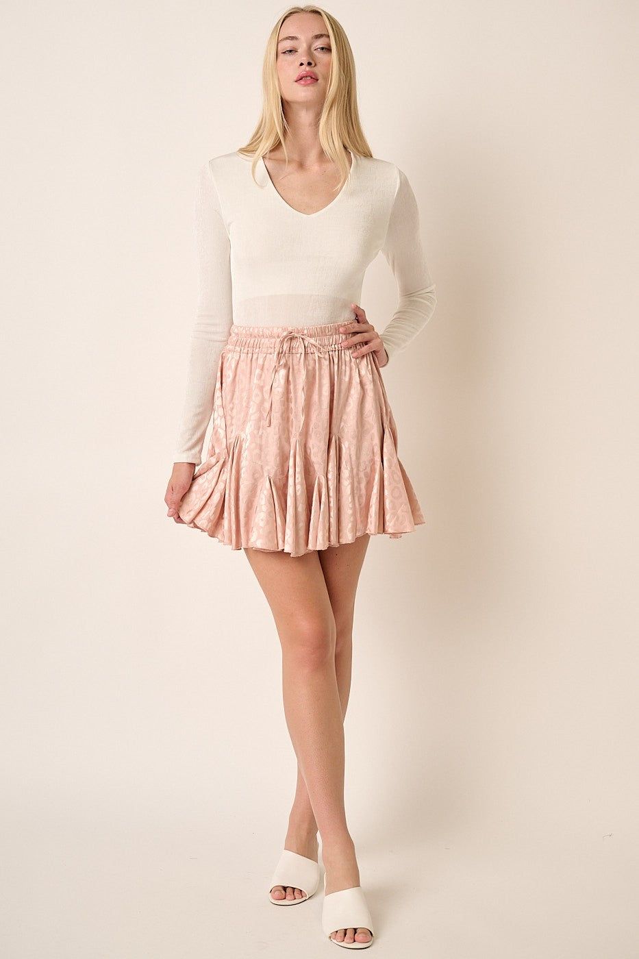 Dusty Mauve Satin Leopard Skirt sold by Pinkblush product image thumbnail 2