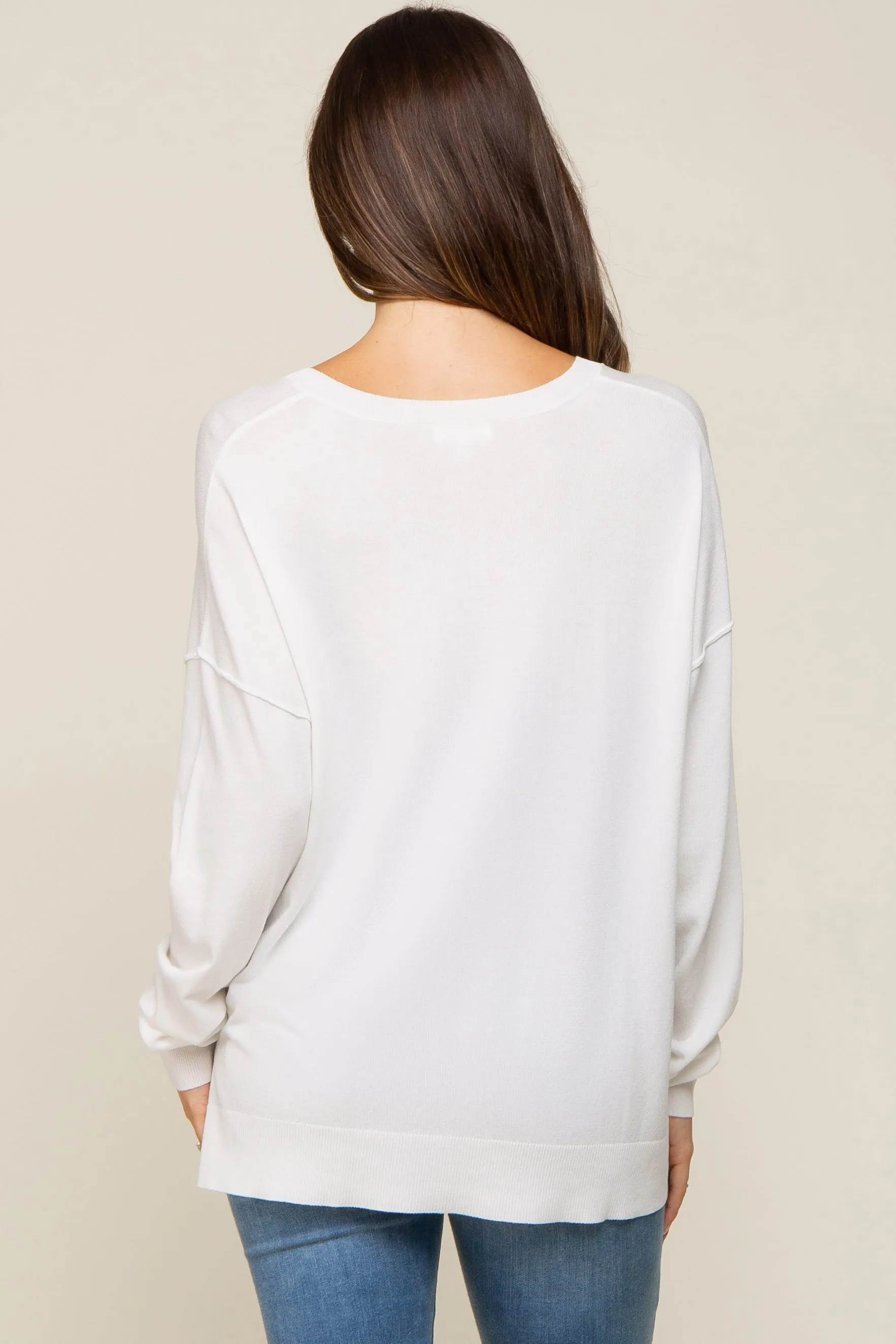 Ivory Knit V-Neck Long Sleeve Maternity Top sold by Pinkblush product image thumbnail 3
