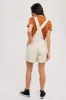 Cream Corduroy Short Overalls sold by Pinkblush