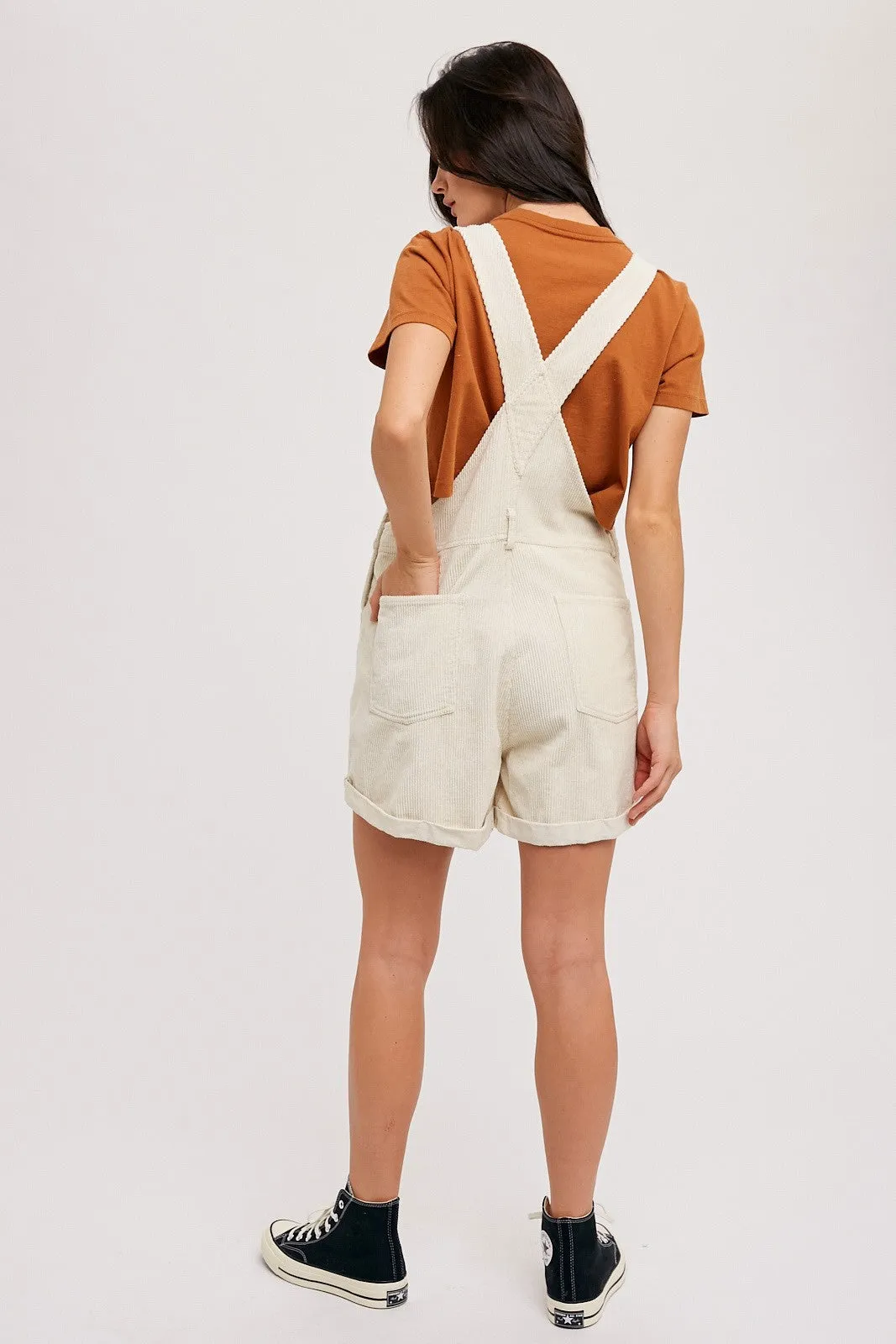 Cream Corduroy Short Overalls sold by Pinkblush product image thumbnail 4