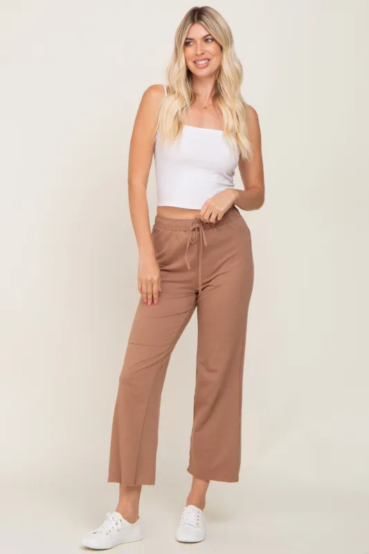Mocha Basic Drawstring Waist Lounge Pants sold by Pinkblush