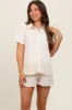 Cream Plisse Maternity Short Set sold by Pinkblush